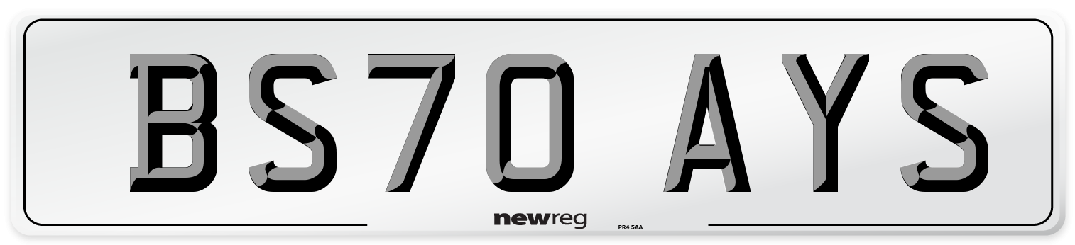 BS70 AYS Number Plate from New Reg